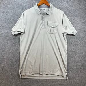 Matte Grey The Original Polo Shirt Men's Large Grey Chest Pocket Casual Stretch